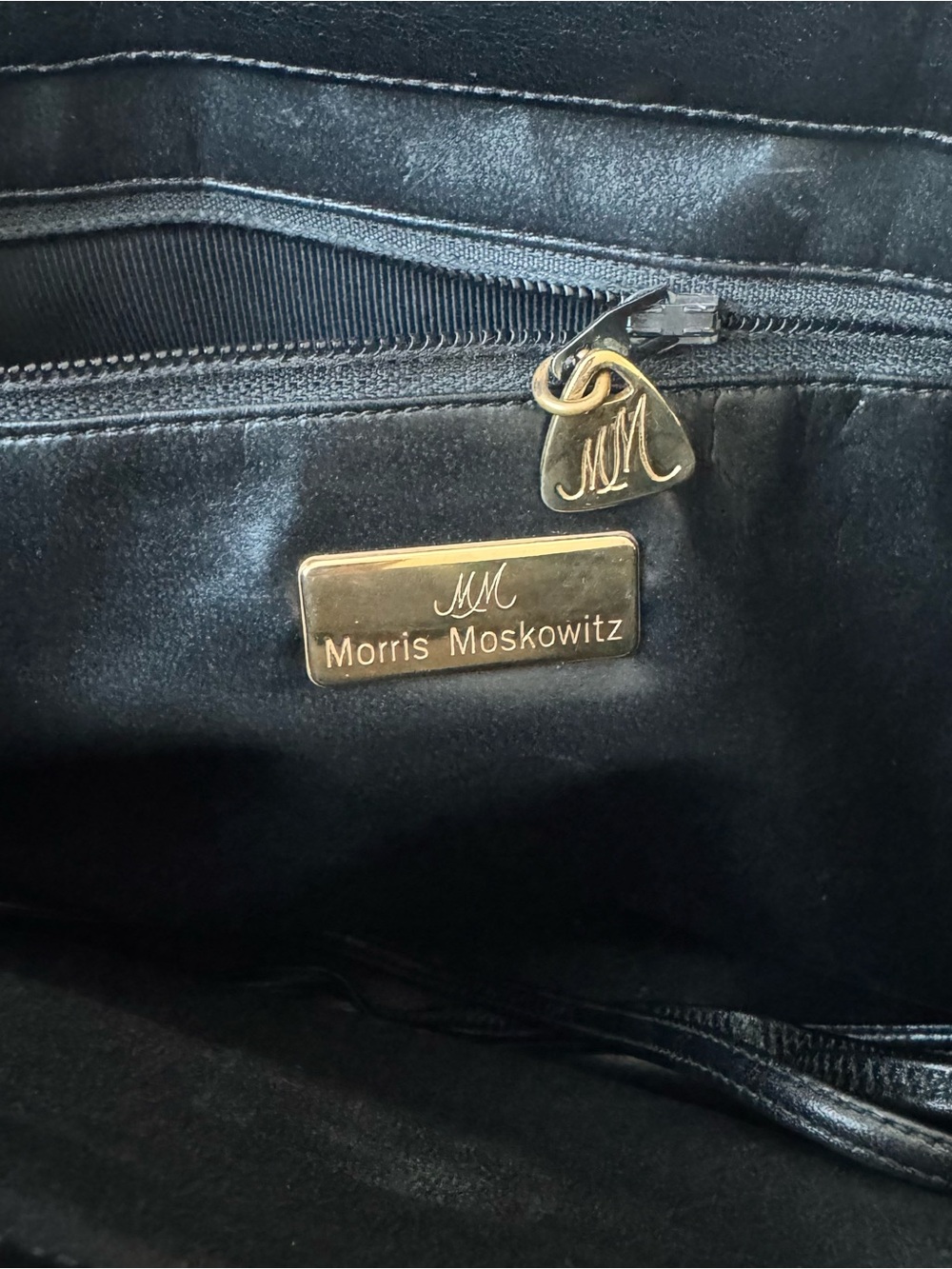 Vtg Morris Moskowitz Black Leather Convertible Clutch Shoulder Bag Mid Century - Picture 3 of 6